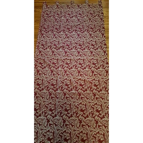 Damask Curtain Panel Red White Hollywood Regency Elegant Baroque 80x38 - Picture 2 of 4